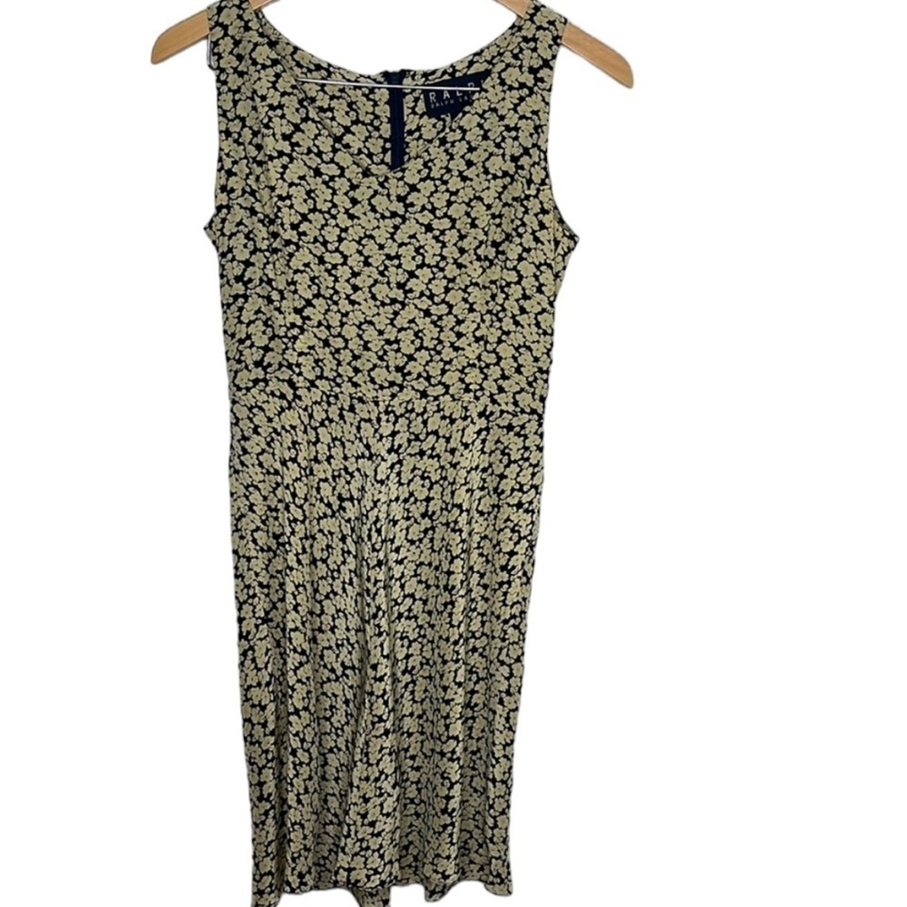 Ralph Ralph Lauren Yellow Floral Silk Sleeveless Dress Size 6 BLMEISH